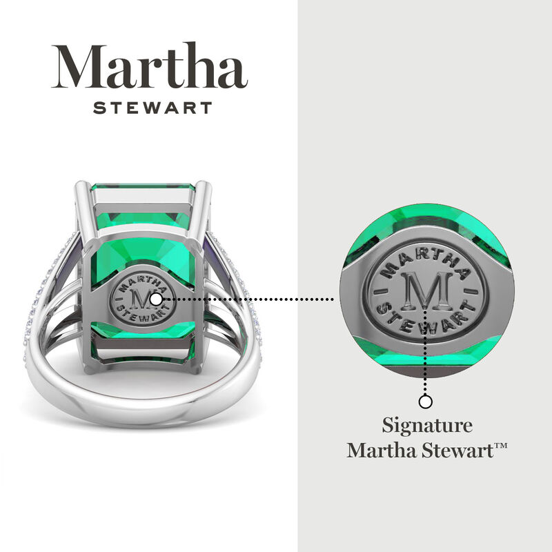 Martha Stewart 10 1/4ctw. Emerald Cut Emerald & Lab Grown Diamond Ring In Sterling Silver image number null